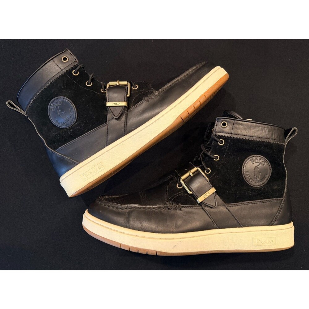 Polo Ralph Lauren Ranger Sneaker Boots SZ11 Black Leather And Suede